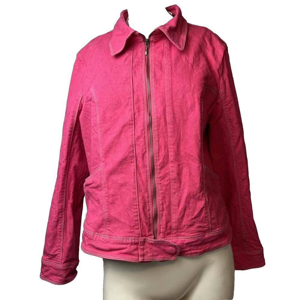 Orvis Women's Jacket Size 12 Hot Pink Denim Cotton Spandex Full Zip Coat - Picture 1 of 13